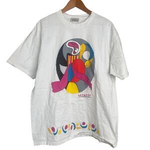 Vintage Artwear Woman with a Flower Picasso Art T-Shirt - XL